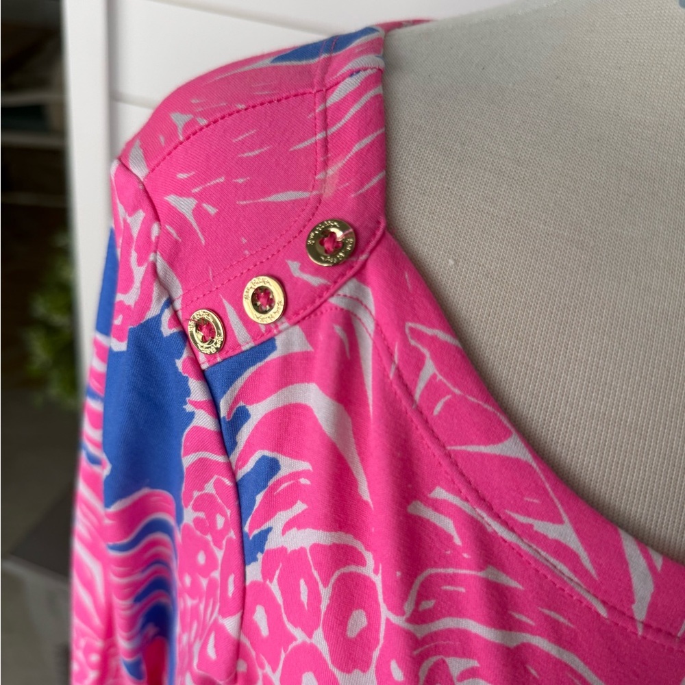 Lilly Pulitzer Pink and Blue Pineapple Long Sleeve Dress - Picture 2 of 7